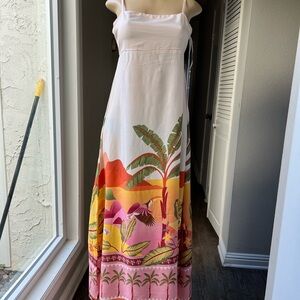 Tropical Asymmetrical Maxi Dress
